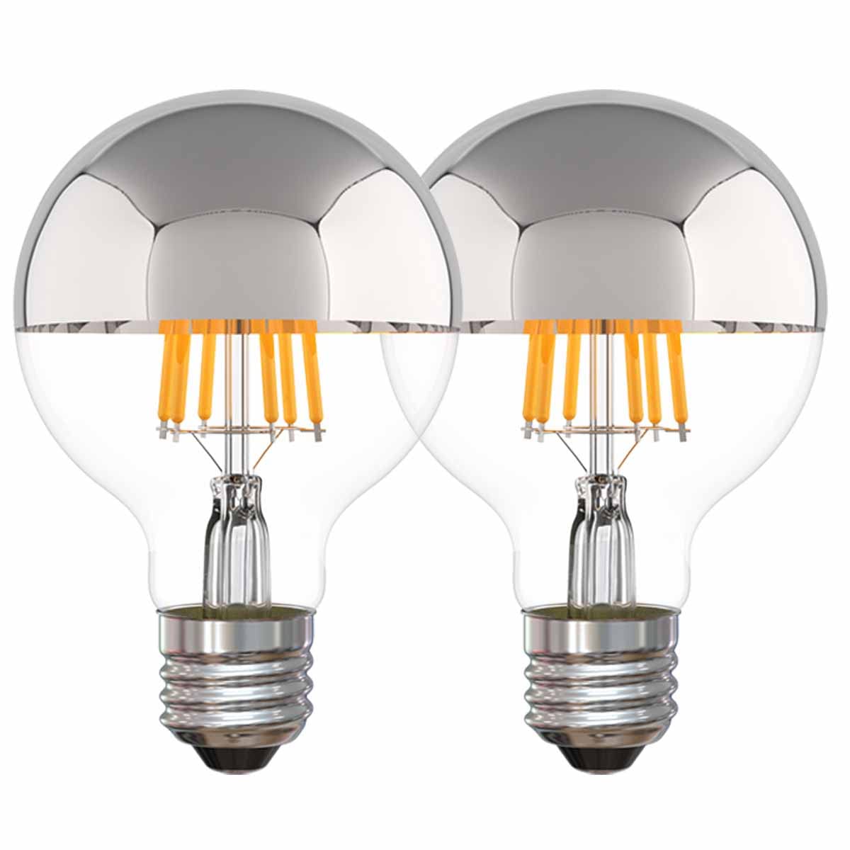 Half Chrome Light Bulb Dimmable Silver Tipped LED Bulb 6W 2700K Warm White