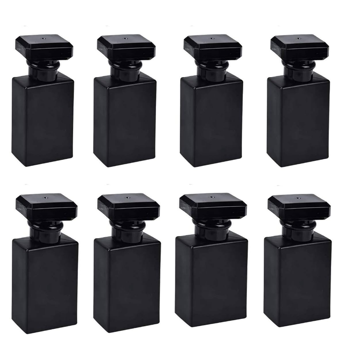 Glass Perfume Bottle Empty Refillable 8Pack Clear Travel Perfume Spray Atomizer Bottle 30ml Perfume Fine Mist Spray Perfume Bottle Atomizer Container with Sprayer Applicator (Black Square 30ml 8PCS)