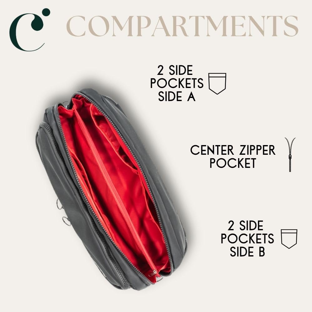 Cacheri All in One Travel Toiletry Bag Large, Makeup Bag with Jewelry Compartment and Heat-Resistant Pocket for Hair Tools