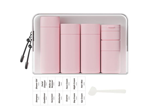 Sprigold 5 Pack Brief and Fashion Travel Bottles TSA Approved, BPA Free Travel Size Travel Containers Refillable Squeeze Bottles for Cosmetic Shampoo Cream Conditioner Lotion Soap… (Nordic pink)