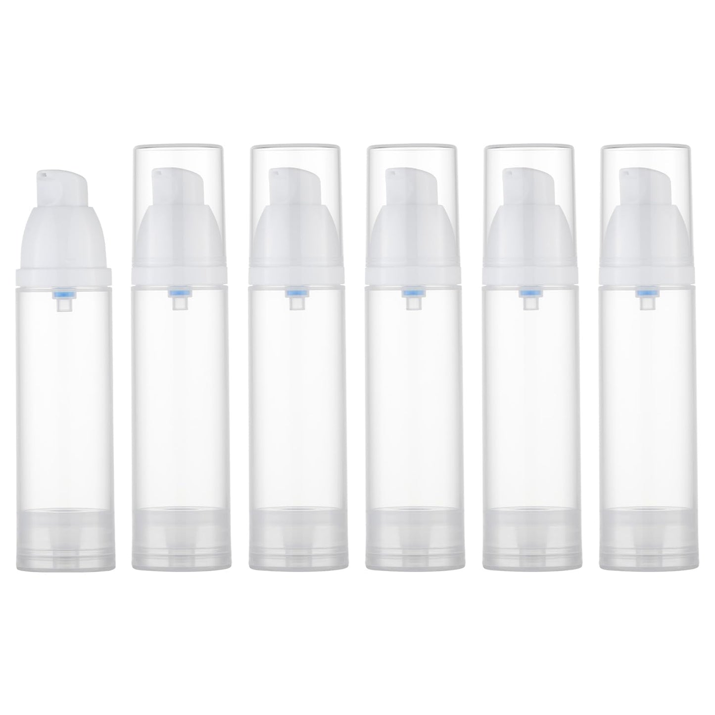 Lulupack Travel Pump Bottle for Lotion - Airless Pump Container 1.7oz Empty for Cosmetic Oil - Small Dispenser Refillable for Travel Size Shampoo - Mini Jar for Toiletry Foundation Makeup 30ml 6pcs