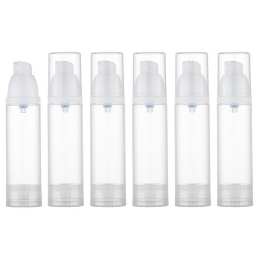Lulupack Travel Pump Bottle for Lotion - Airless Pump Container 1.7oz Empty for Cosmetic Oil - Small Dispenser Refillable for Travel Size Shampoo - Mini Jar for Toiletry Foundation Makeup 30ml 6pcs