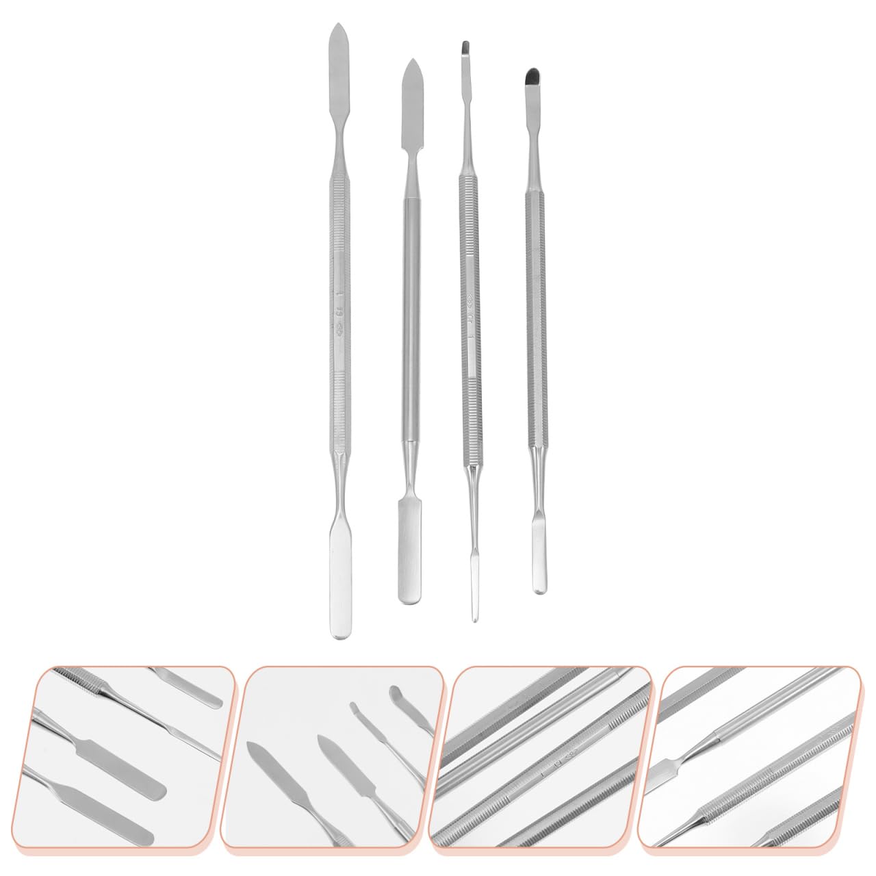 4Pcs Stainless Steel Depotting Spatula Makeup Spatula Tool Make Up Accessories for Makeup Cosmetics Mixing