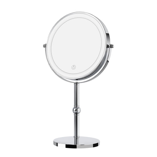 xiaojuande-Makeup Mirror, 2000mAh Rechargeable Double-Sided Magnifying Vanity Mirror with 3 Colors, 1X/10X, 360° Rotation, Adjustable Brightness, Gifts for Mom, Women,Wife, Girls, Dorm Room Essential