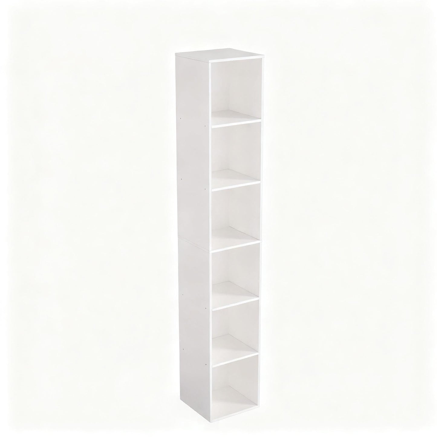 NewBeth White Cube Shelf, 6 Cube Storage Organizer, 6-Tier Freestanding Low Bookshelf, Modern Cube Shelf for Living Room, Bedroom, Kids Toys, Home Office, Multi-Purpose Tall Cube Storage Furniture