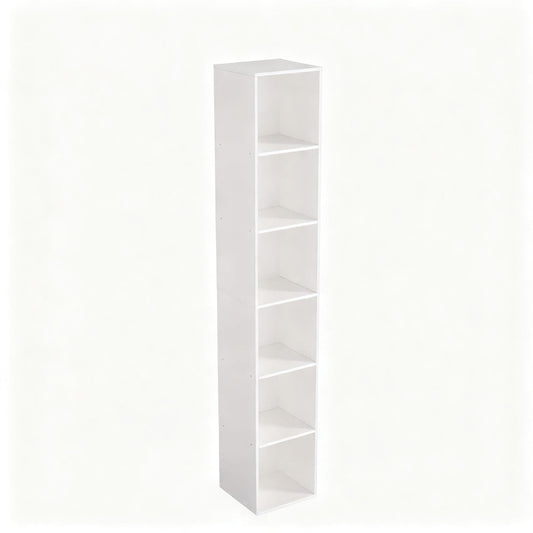 NewBeth White Cube Shelf, 6 Cube Storage Organizer, 6-Tier Freestanding Low Bookshelf, Modern Cube Shelf for Living Room, Bedroom, Kids Toys, Home Office, Multi-Purpose Tall Cube Storage Furniture