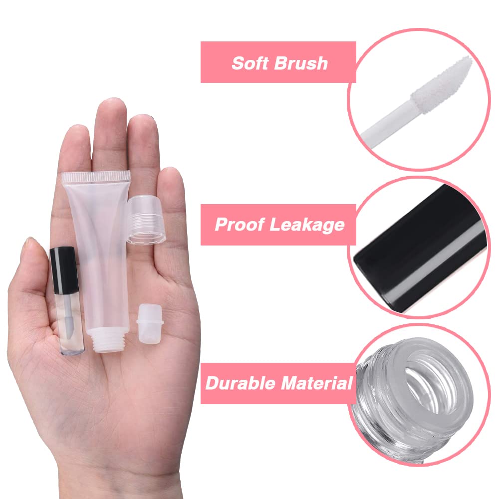 AMORIX 50PCS Black 1.2ml Mini Lip Gloss Tubes with Wand for Samples