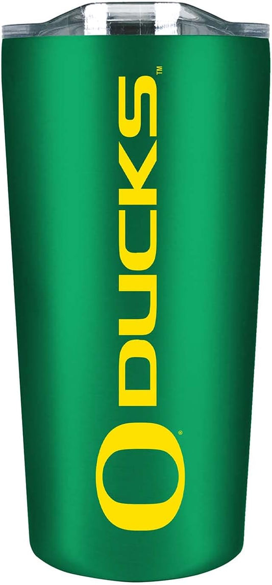 Campus Colors College Stainless Steel, Double Walled, Vacuum Insulated, Reusable Collegiate Tumbler with Slider-Top Lid for Travel, Sports, and Coffee, 18 oz (Oregon Ducks - Green)