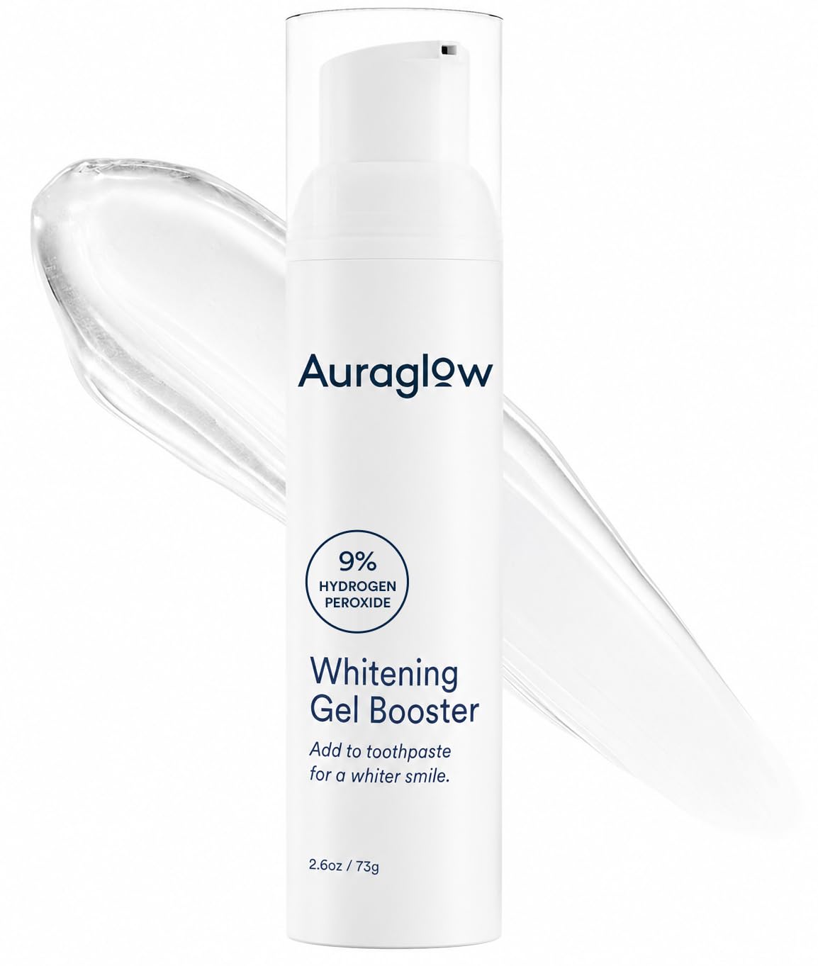 Auraglow Teeth Whitening Gel for Toothpaste, 9% Hydrogen Peroxide, Add to Toothpaste to Whiten, 350+ Whitening Treatments, Removes Coffee Wine Tea Stains, No Trays or Strips, Made in USA, 2.6oz
