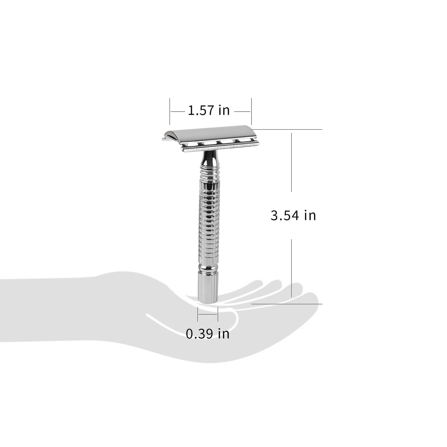 Safety Razor for Men and Women, Reusable Metal Razors, with 10 Platinum Safety Razor Blades, Face Razors for Men Shaving, Sustainable Hair removal and shaving cleaning tools, Metallic Silver