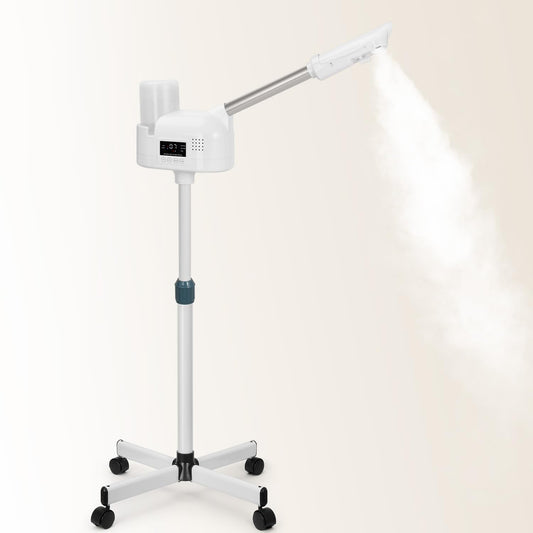 Professional Facial Steamer, Face Steamer Upgrade PTC Heating, Esthetician Steamer Hot Mist Facial Steamer for Salon Spa Beauty (White)