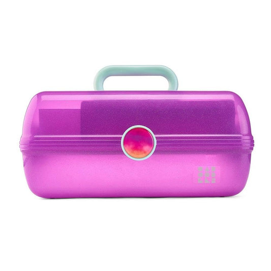 Caboodles On-The-Go Girl Makeup Box, Purple Sparkle, Show Girl Collection, Hard Plastic Makeup Organizer Box, Built-In Mirror, Secure Latch for Safe Travel, Spacious Storage for Large Items