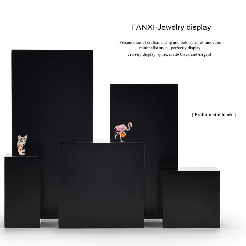 Oirlv Solid Wood Minimalism Style Jewelry Display Stand Showcase Jewelry Organizer Black Square Holder (SM05301)