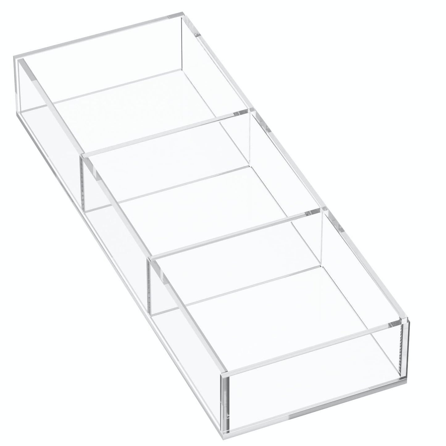 HIIMIEI 3 Section Clear Acrylic Drawer Organizer Tray, Office & Makeup Drawer Organizer (11.8x4.3 inch)