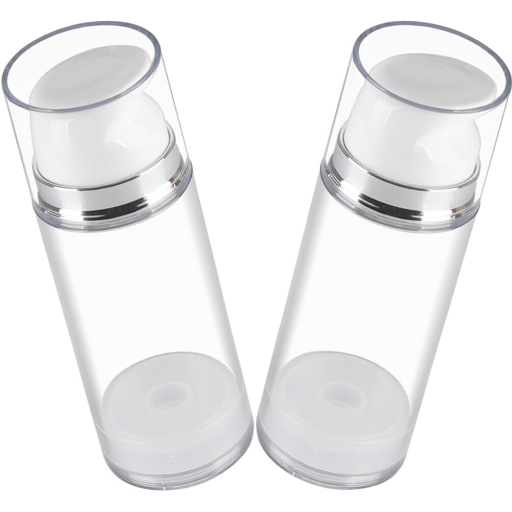Set of 2 Travel Airless Pump Bottles Wide Mouth for Creams and Lotions