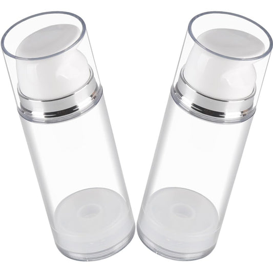 Set of 2 Travel Airless Pump Bottles Wide Mouth for Creams and Lotions
