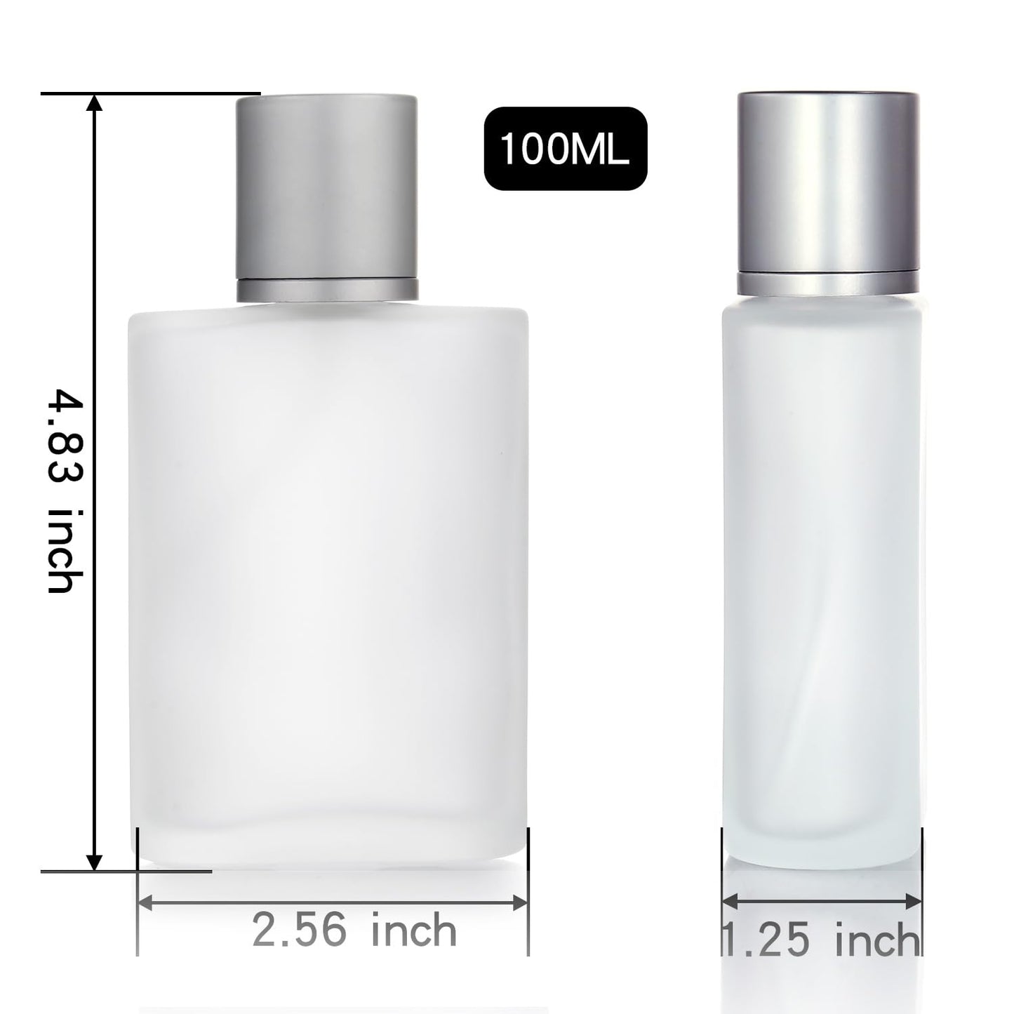 Jxcmeng 4 Pack 100ml/3.38 Oz Empty Frosted Glass Spray Bottle Perfume Atomizer, Refillable Spray Empty Perfume Bottles Fine Mist Atomizer Cosmetic Container for Travel (4 Pcs 100ml Frosted Bottles)