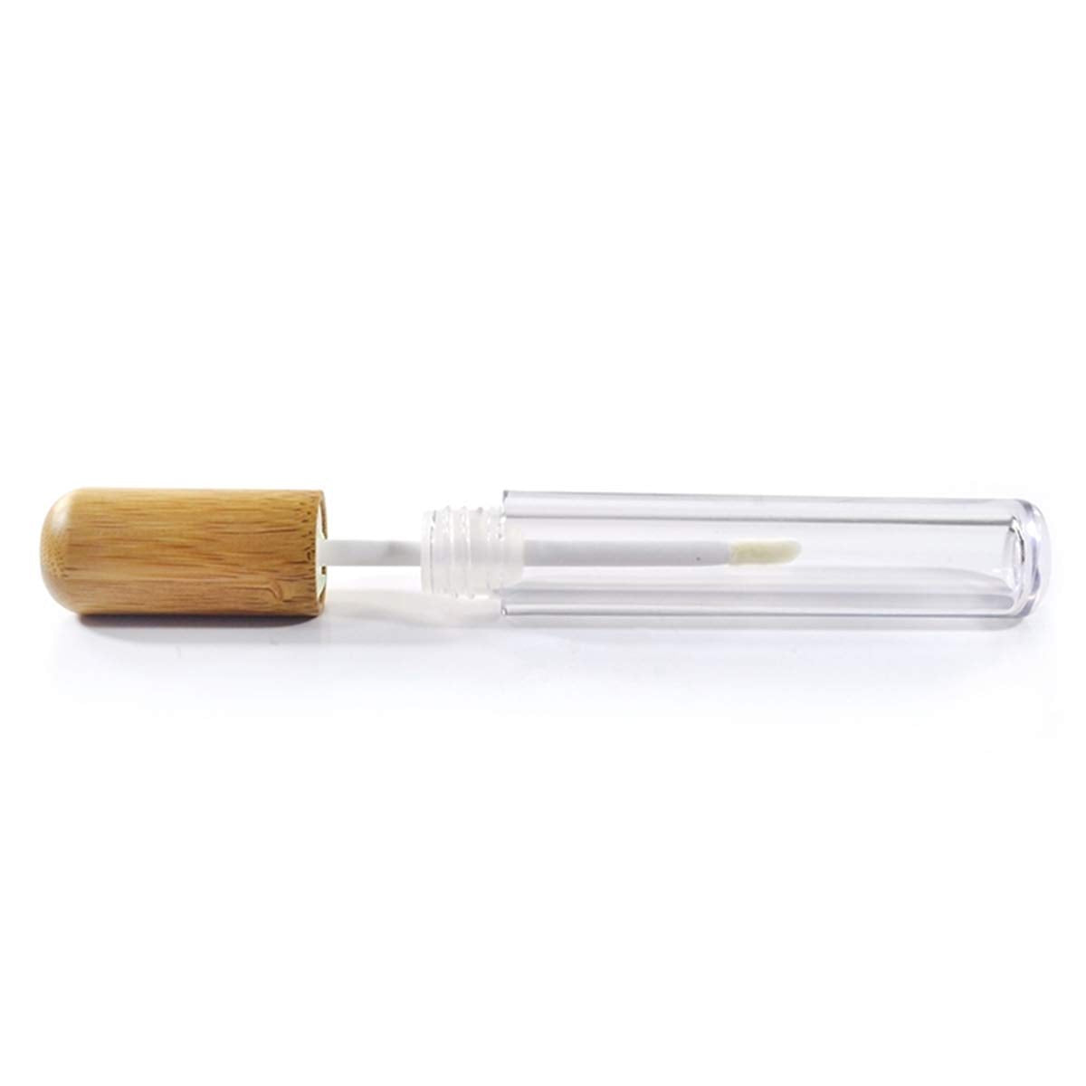 Healthcom 6 Pieces 6ml Bamboo Lip Gloss Tubes Empty Refillable Plastic Lip Balm Bottles Vials with Wand DIY Lipstick Tubes Lipgloss Tube Travel Cosmetic Container Samples for Girl Women Makeup