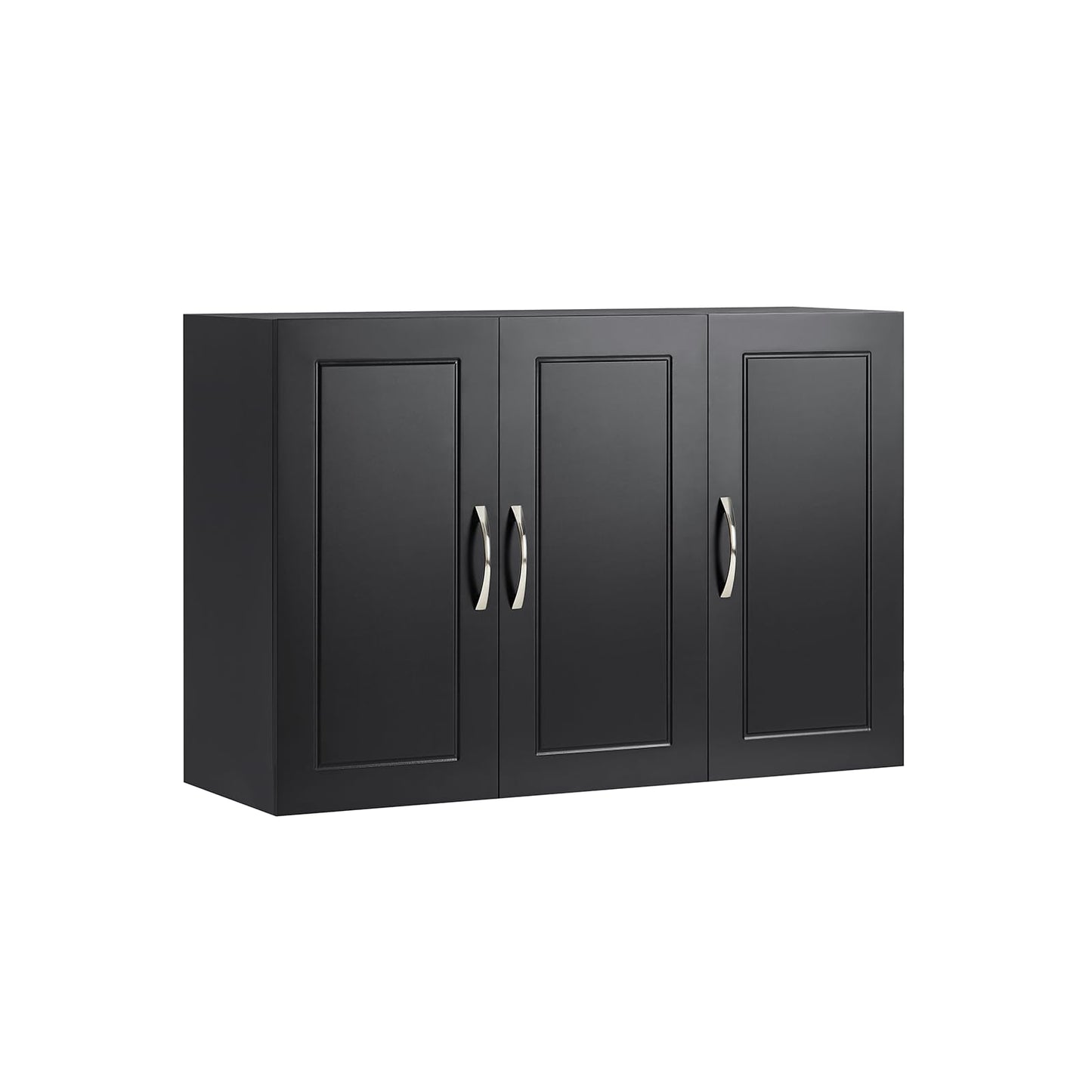SoBuy Wall Cabinet Laundry Room, Medicine Cabinet for Bathroom Kitchen Garage, 3 Doors Wall Storage Cabinet with Adjustable Shelf, Black FRG231-L-SCH