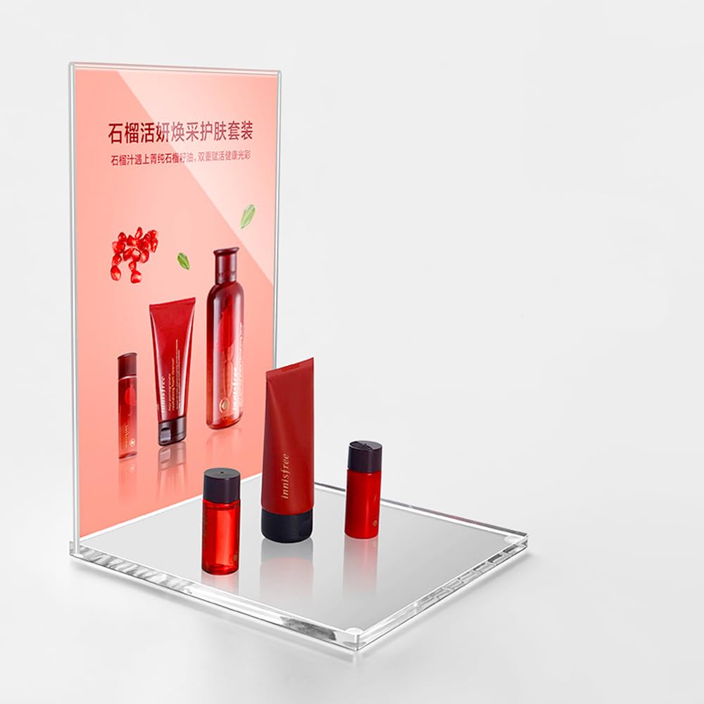 ECKEK Acrylic Sign Holder Clear Display Sign Stand Acrylic Display Stand for Office, Store (PVC Base)
