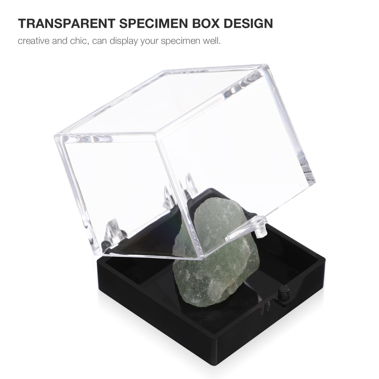 12Pcs Clear Plastic Mineral Specimen Storage Boxes with Lids Square 1.37 Inch Acrylic Display Cases for Rock Collection and Crystal Specimen Display