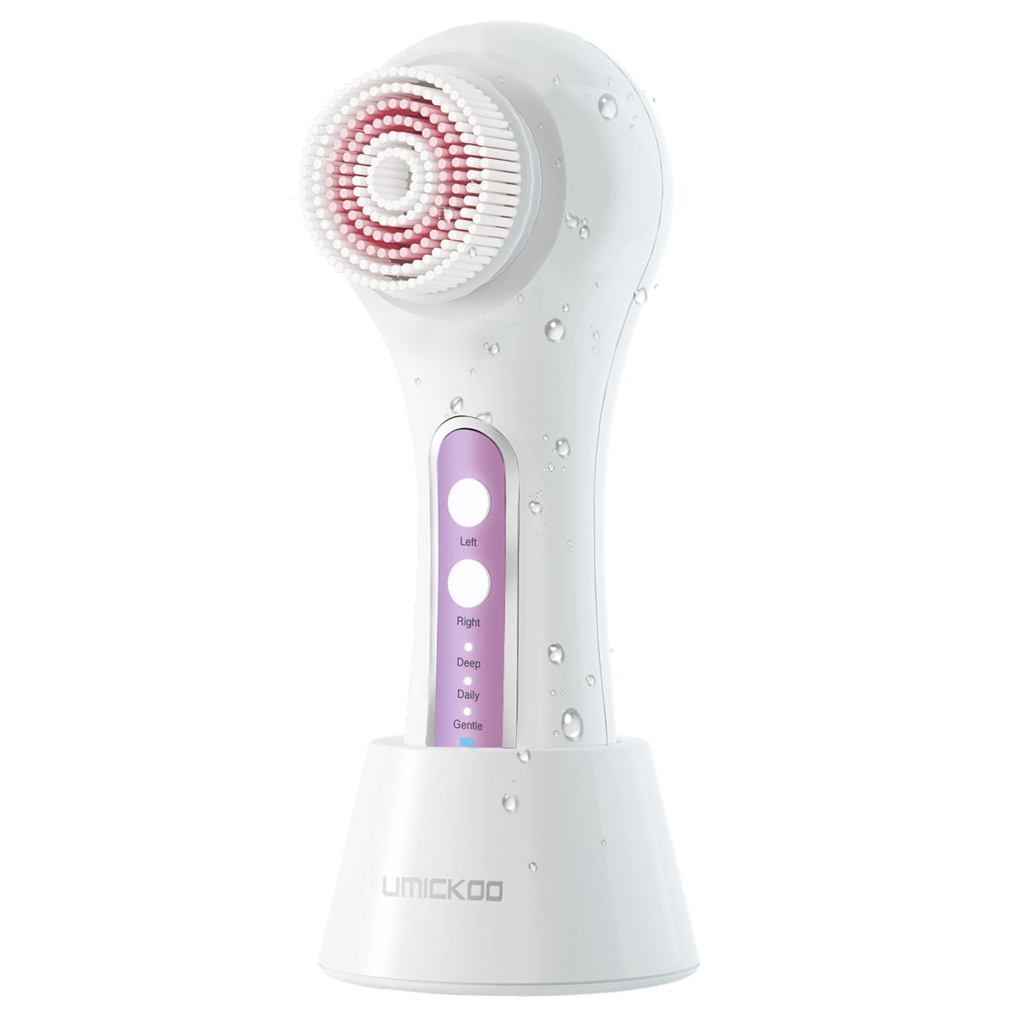 UMICKOO Electric Facial Cleansing Brush, 2-Way Rotating Face Scrubber with 3 Modes, Rechargeable, 5 Brush Heads, IPX7 Waterproof, Deep Pore Cleaning for All Skin Types