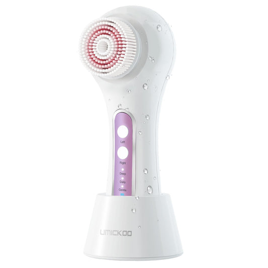 UMICKOO Electric Facial Cleansing Brush, 2-Way Rotating Face Scrubber with 3 Modes, Rechargeable, 5 Brush Heads, IPX7 Waterproof, Deep Pore Cleaning for All Skin Types