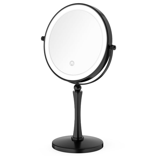 GURUN 8-inch Makeup Mirror with Lights, 1X/20X Lighted Makeup Mirror with Magnification, 3 Color LED Lighting Dual-Sided Vanity Mirror, Touch Control, Ideal for Women Mom (8in,20X)