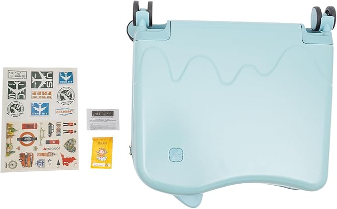 18-Inch Kids Ride-On Suitcase - Cute Lightweight Trolley Luggage with 4 Silent Spinner Wheels & Lock for Travel - Perfect for Ages 3-6 (Sky Blue)