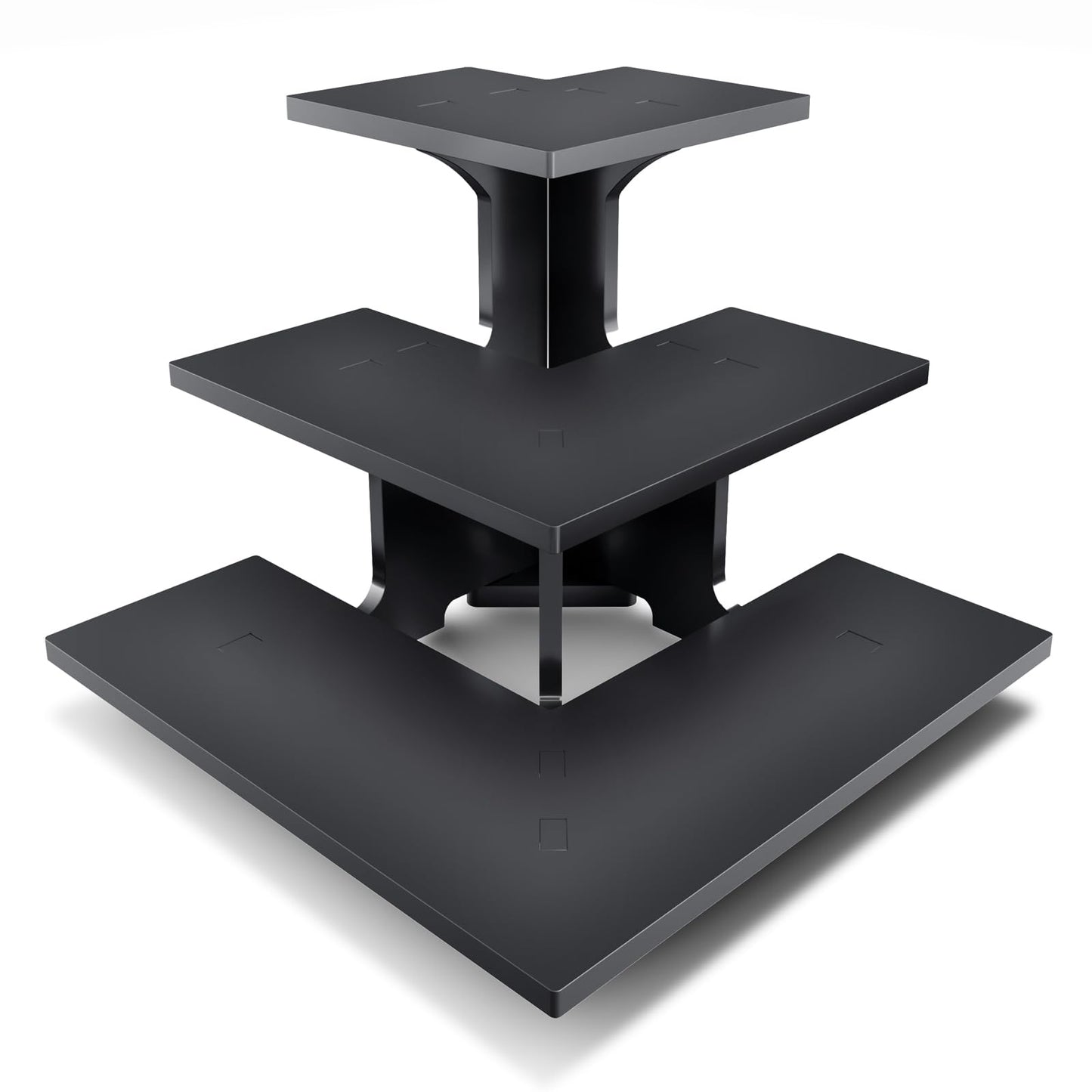 YadklDrnE 3 Tier Retail Table Display Stand for Vendors & Events - Portable PVC Riser Shelves for Farmers Market, Craft Shows, Cupcakes, Candles & Jewelry (Black)