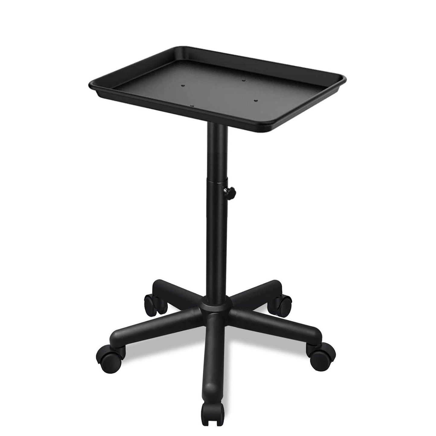 Salon Tray on Wheels, Salon Rolling Tray with Adjustable Height, Black Salon Tray, Salon Color Tray Ideal Use As Metal Mayo Stand Tray, Tattoo Tray, Medical Tray