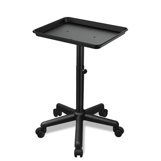 Salon Tray on Wheels, Salon Rolling Tray with Adjustable Height, Black Salon Tray, Salon Color Tray Ideal Use As Metal Mayo Stand Tray, Tattoo Tray, Medical Tray