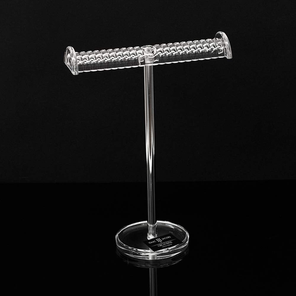 Isaac Jacobs Clear Acrylic Necklace & Bracelet Holder (8” inch T-Bar)– Hanging Chain and Bangles Organizer Sleek & Sturdy Stand for Jewelry – Storage Solution- Bedroom- Bathroom – Countertop