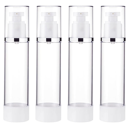 BENECREAT 4 Pack 3.4oz/100ml Airless Pump Bottles Vacuum Travel Refillable Cosmetic Bottles for Lotion Shampoo, Foundation, Essential Oil, Other Beauty Product