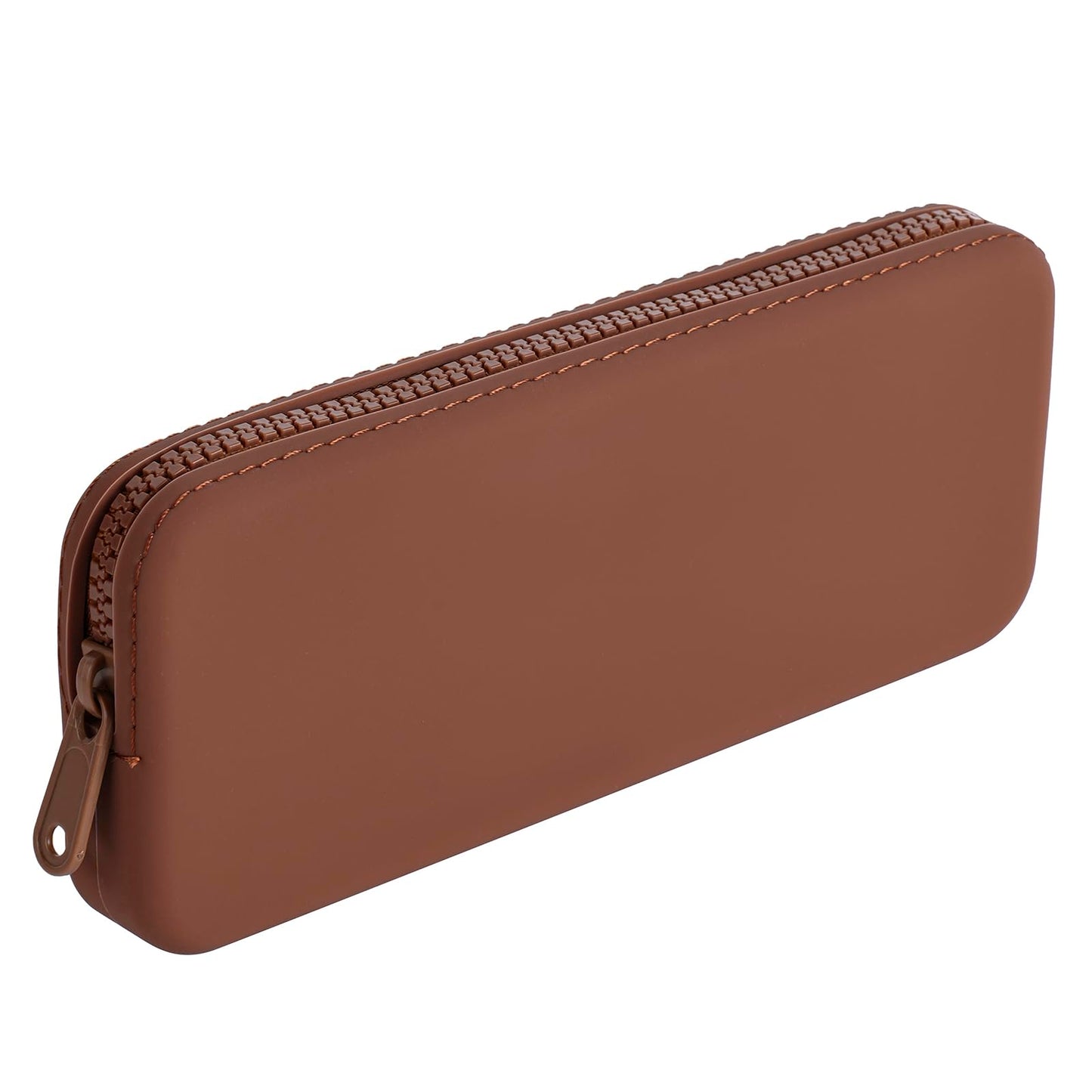 WHHJM Silicone Makeup Brush Holder Travel Makeup Bag Soft Portable Brush Organizer, Large Travel Essentials Makeup Brush Case Zipper Pouch (Brown)