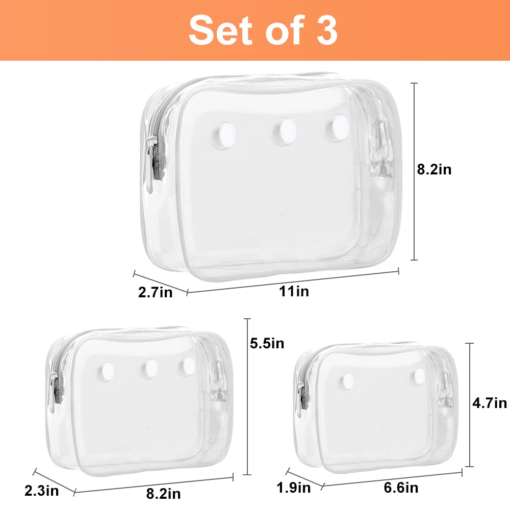 Everfunny 3 Pcs Clear Bogg Beach Tote Bag with 4 Pcs Insert Hooks Accessories for Bogg Bags Travel Makeup Clean Toiletry Brush Organizer Cosmetic Divider Storage Inner Pouch (White set of 3)
