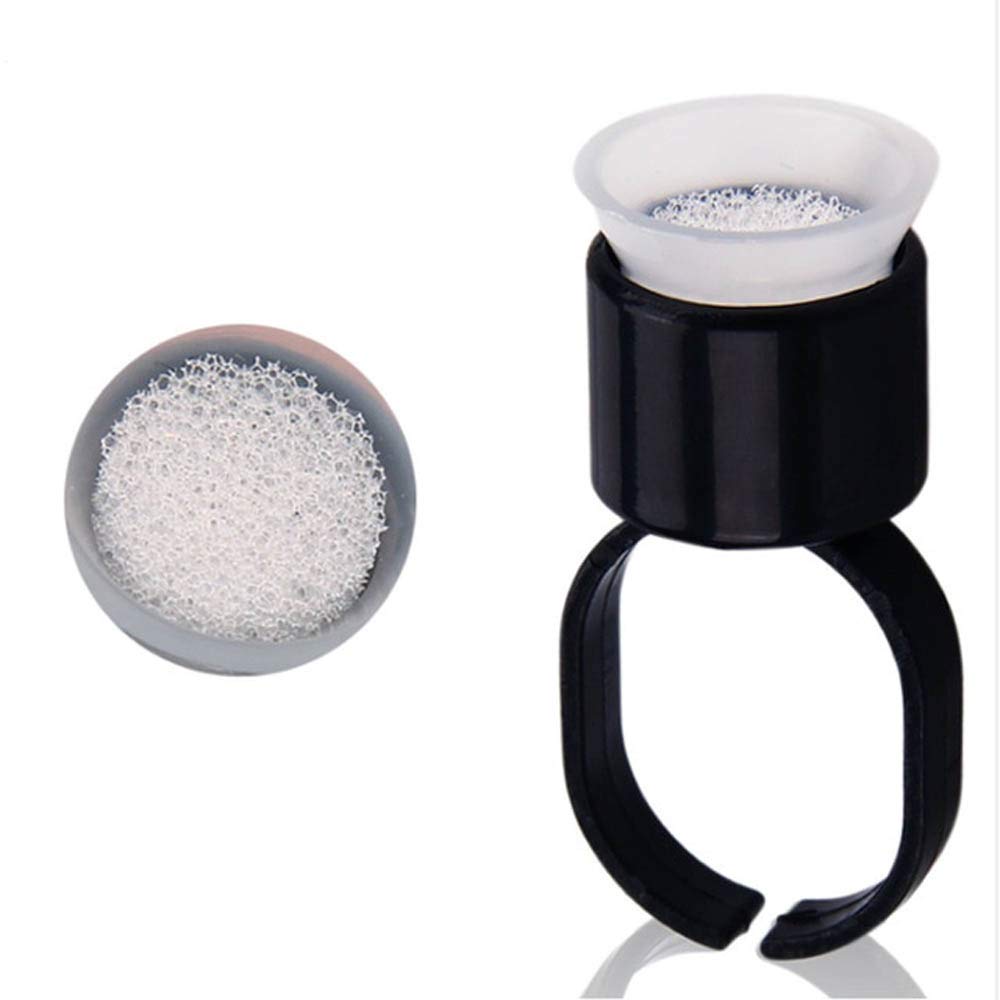Jafirous 100PCS Portable Tattoo Pigment Ring Cap Microblading Glue Ink Ring Cup Sponge Inside Holder Permanent Makeup Cosmetic Accessories (Black)