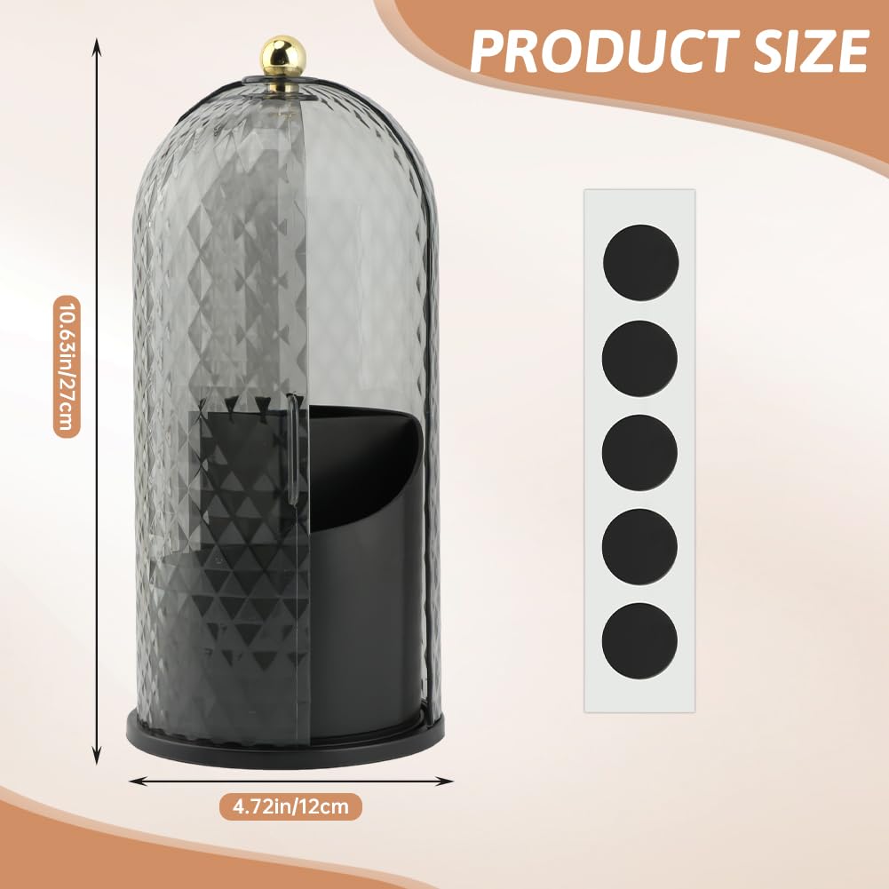 Makeup Brush Holder with Lid, 360 Rotating Dustproof Waterproof Sliding Opening Storage Box, Multifunctional Toothbrush Holder with 3 Compartments for Organized Storage