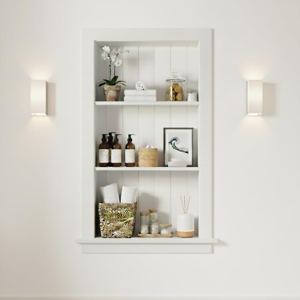 Houseables Recessed Wall Niche, Recessed Medicine Cabinet, Medicine Cabinet Insert, In Wall Shelf, Bathroom Niche, Insert for Drywall, Between Studs Shelf Replacement, Without No Mirror, 14x24 (17x27)