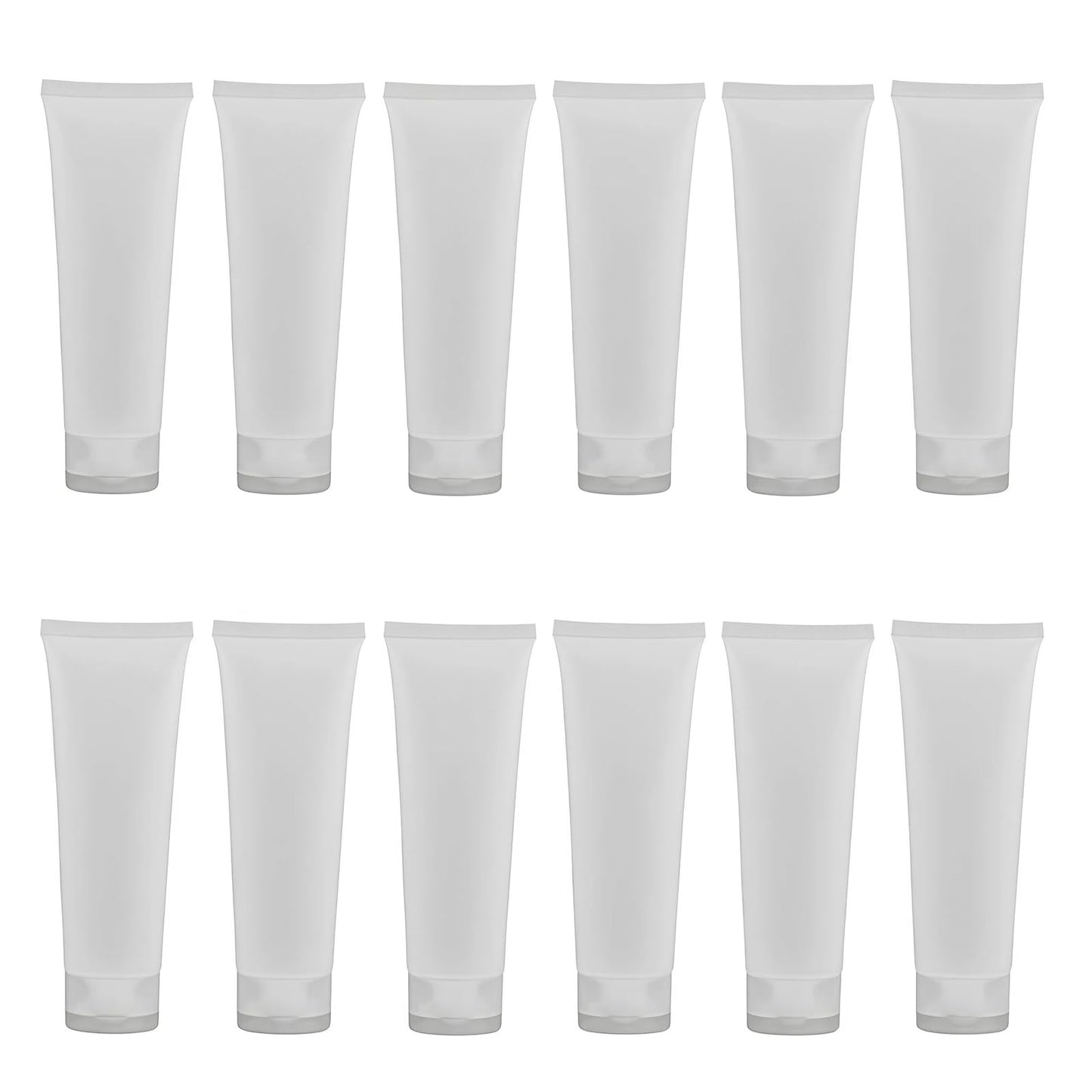QUUPY 24Pcs 100ml/3.4oz Empty Refillable Plastic Squeeze Cosmetic Soft Tube Vial Bottles with Flip Cover Makeup Travel Sample Packing Storage Toiletries Container for Facial Cleaner Body Lotion
