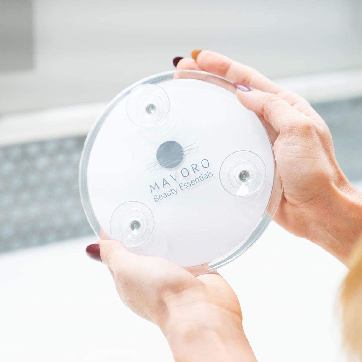 Mavoro 6'' Magnifying Mirror with 3 Strong Suction Cups | 10X Magnification | Portable Travel Makeup & Cosmetic Mirror (10X)
