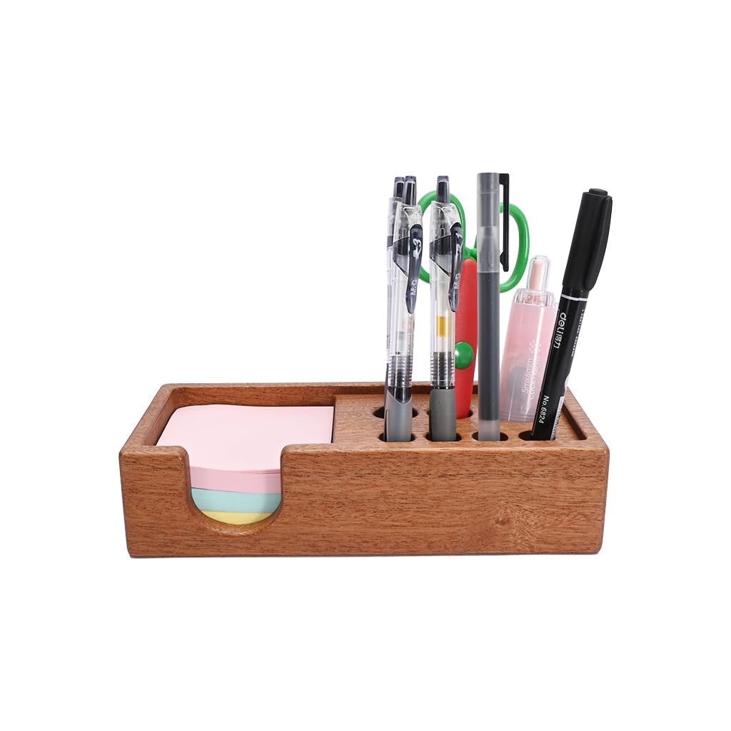 RiLiKar Wood Pencil Holder Pen Display Stand 3x3 Inch Sticky Note Holder