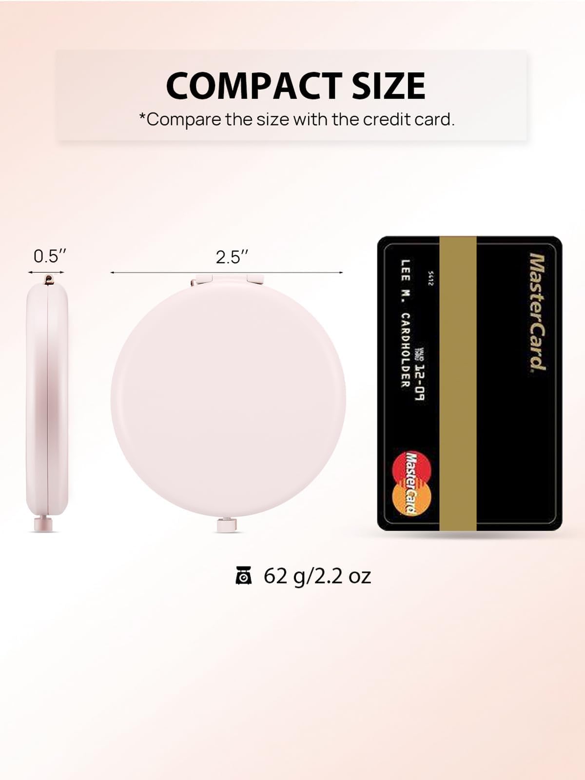 Getinbulk Compact Mirror for Purse, Pack of 6 Double-Sided 1X/2X Magnifying Round Metal Pocket Makeup Mirrors (Round, Pink Marshmallow)