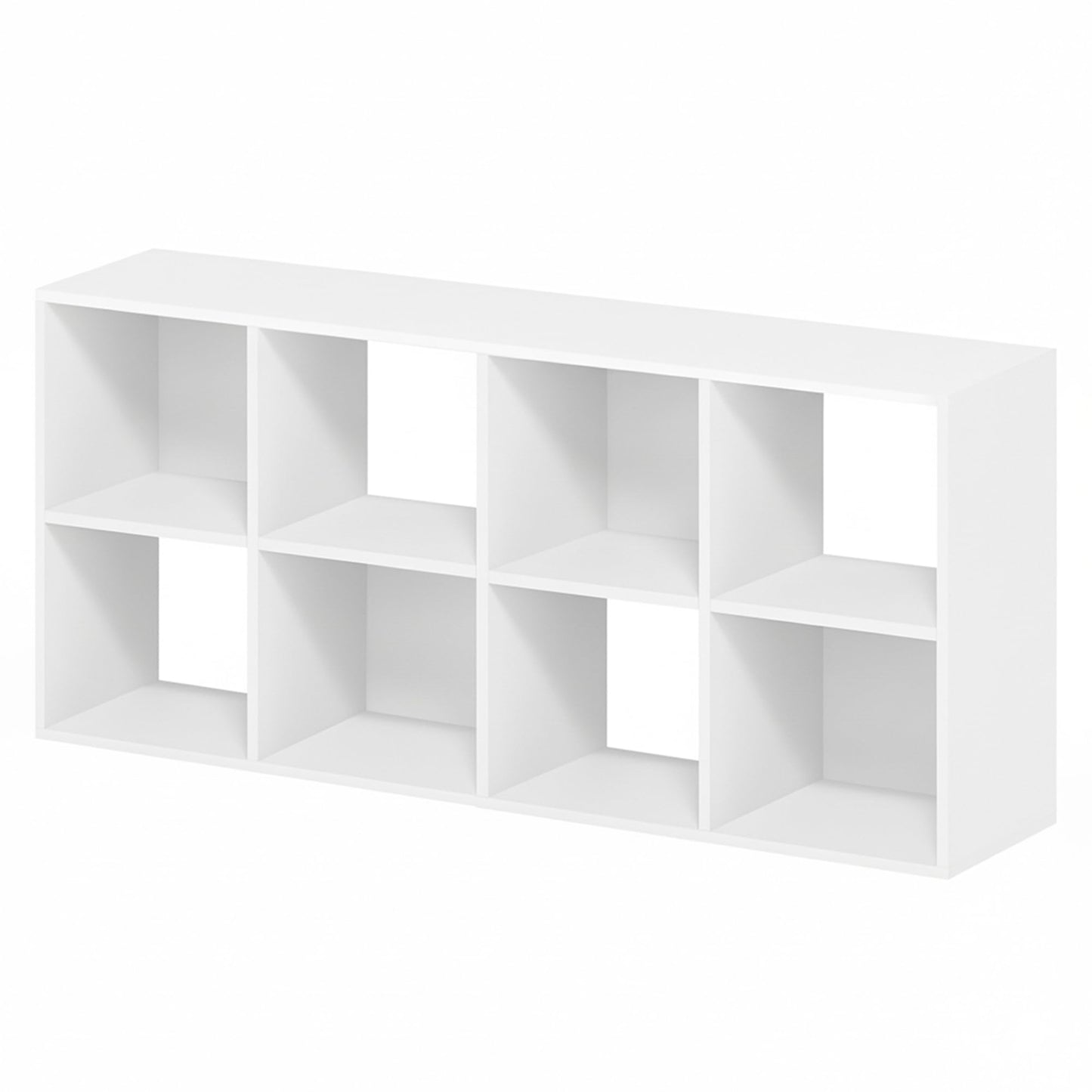 8-Cube Storage Organizer, White Bookshelf with Open Compartments for Home Office, Modern Bookcase Display Shelf for Living Room, Bedroom & Entryway