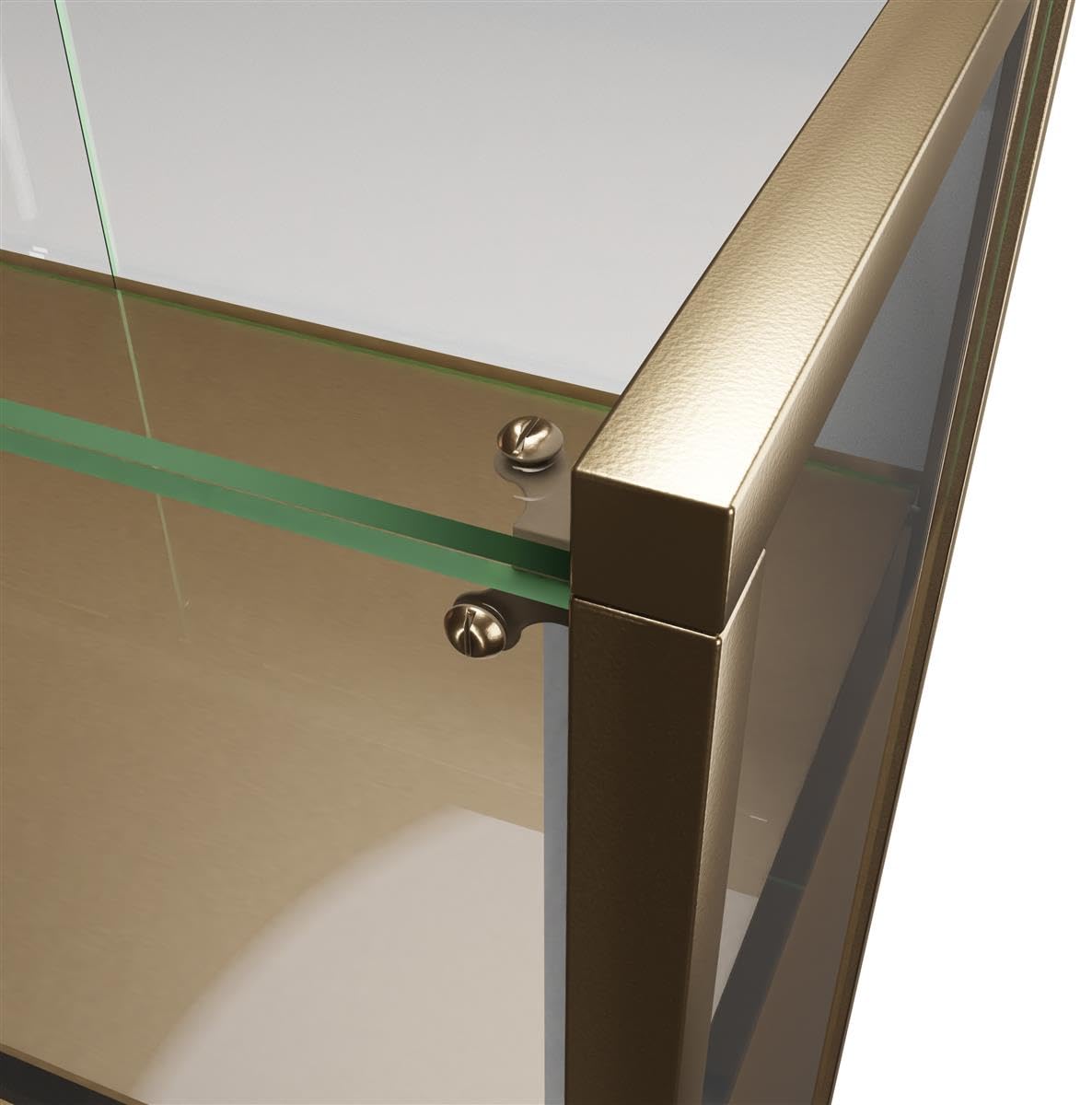 Displays2go 37" w Tempered Glass Showcase, Storage Cabinet, Locking Doors - Bronze