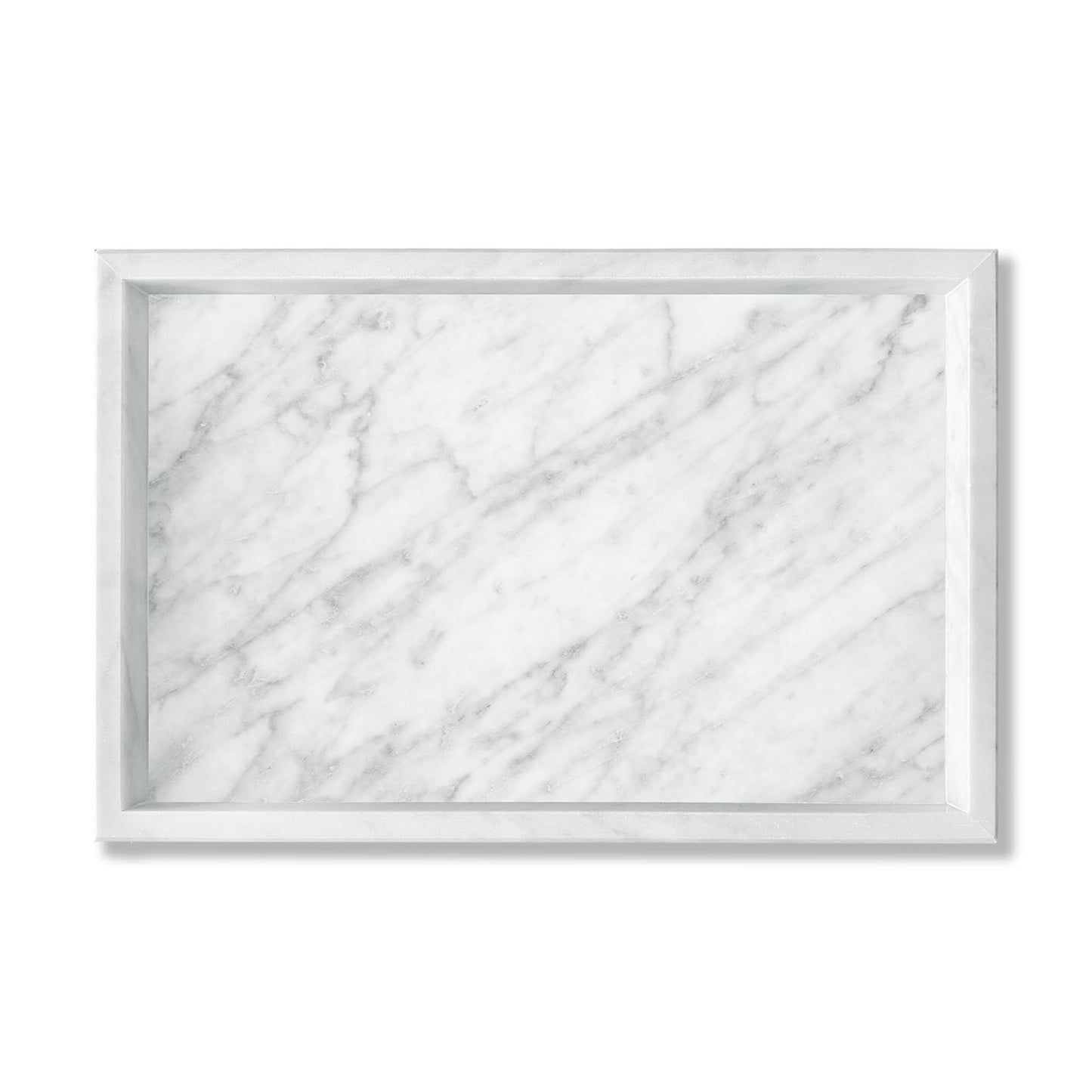 Yew & Tulip Natural Carrara White Marble Vanity Tray, Natural White Marble Serving Tray for Bathroom, Kitchen, Vanity, Home Decor, Wedding etc. (12" x 8" x 1.2")