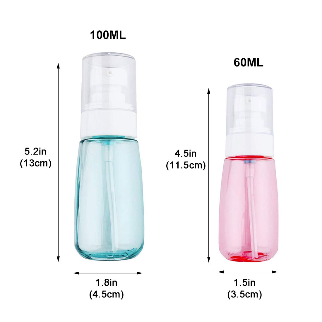 JOSALINAS 4PCS Airless Pump Bottle 2oz/60ml Plastic Empty Clear Refillable Travel Container Dispenser for Lotion Creams foundation