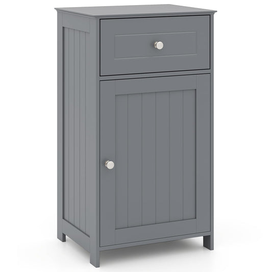 Giantex Floor Bathroom Storage Cabinet - Freestanding Cabinet with Drawer, Door, Adjustable Shelf, Anti-Tipping Device, Storage Organizer for Sofa Side, Bathroom, Living Room