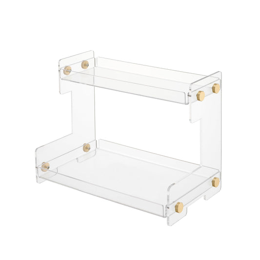 LEQ 2 Tier Bathroom Organizer Countertop Storage, Acrylic Standing Holder Cosmetic Storage Perfume Shelf for Bathroom, Bedroom, Dressing Table and Other Scenes that Need Storage