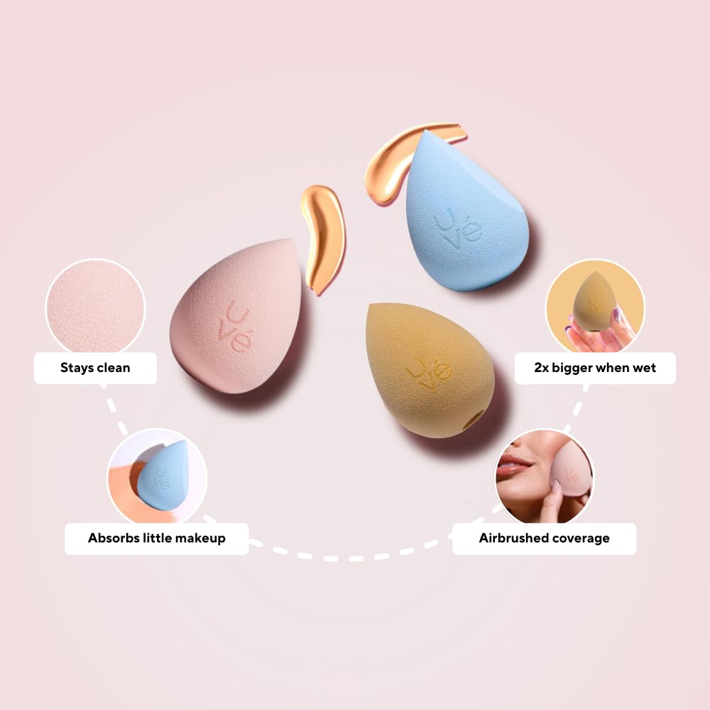 PURE Cut Makeup Blender Sponge, Streak Free Application of Liquid, Powder & Cream Foundation, Professional Complexion Blending Tool, Cruelty Free, Vegan, Latex Free